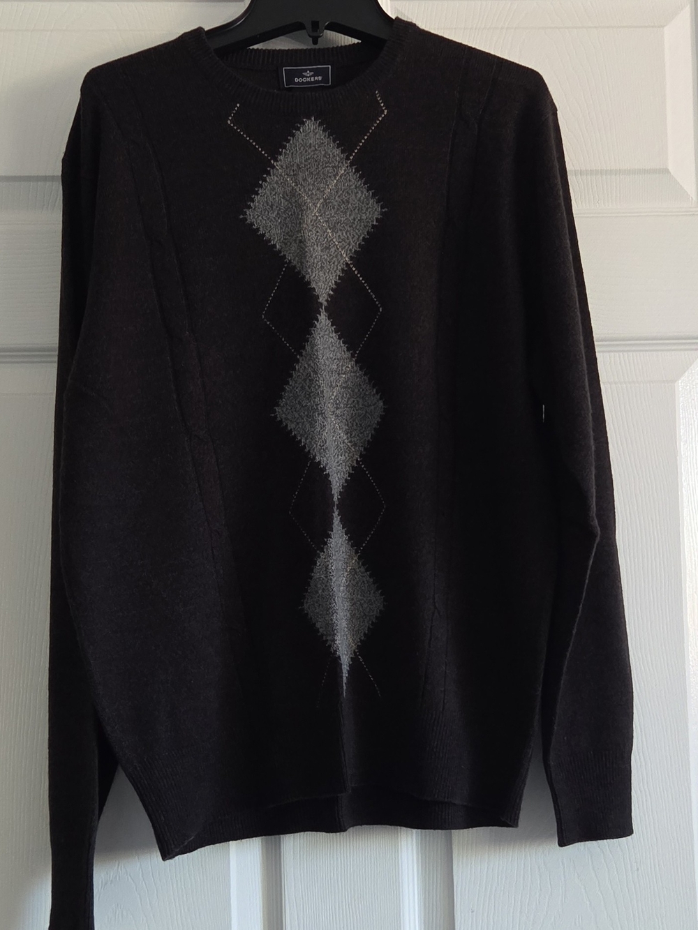 Dockers Men's Argyle Acrylic Knit Pullover Sweater Dark Gray Size S